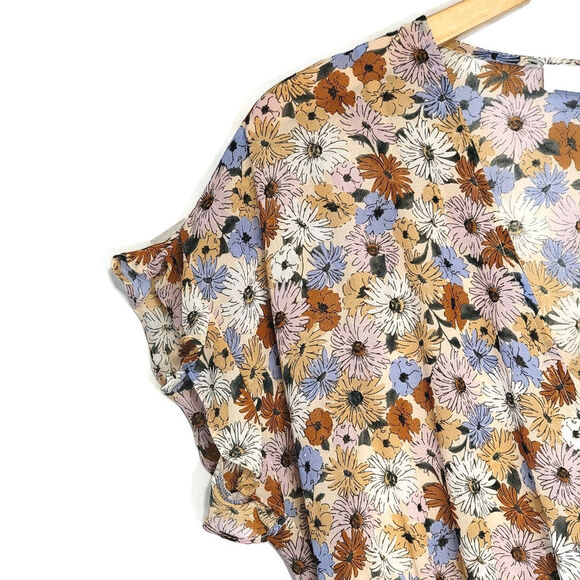 ASTR The Label Floral Dress Ruffled Tiered Mini Cottagecore Boho Blue Pink Small - Picture 5 of 16